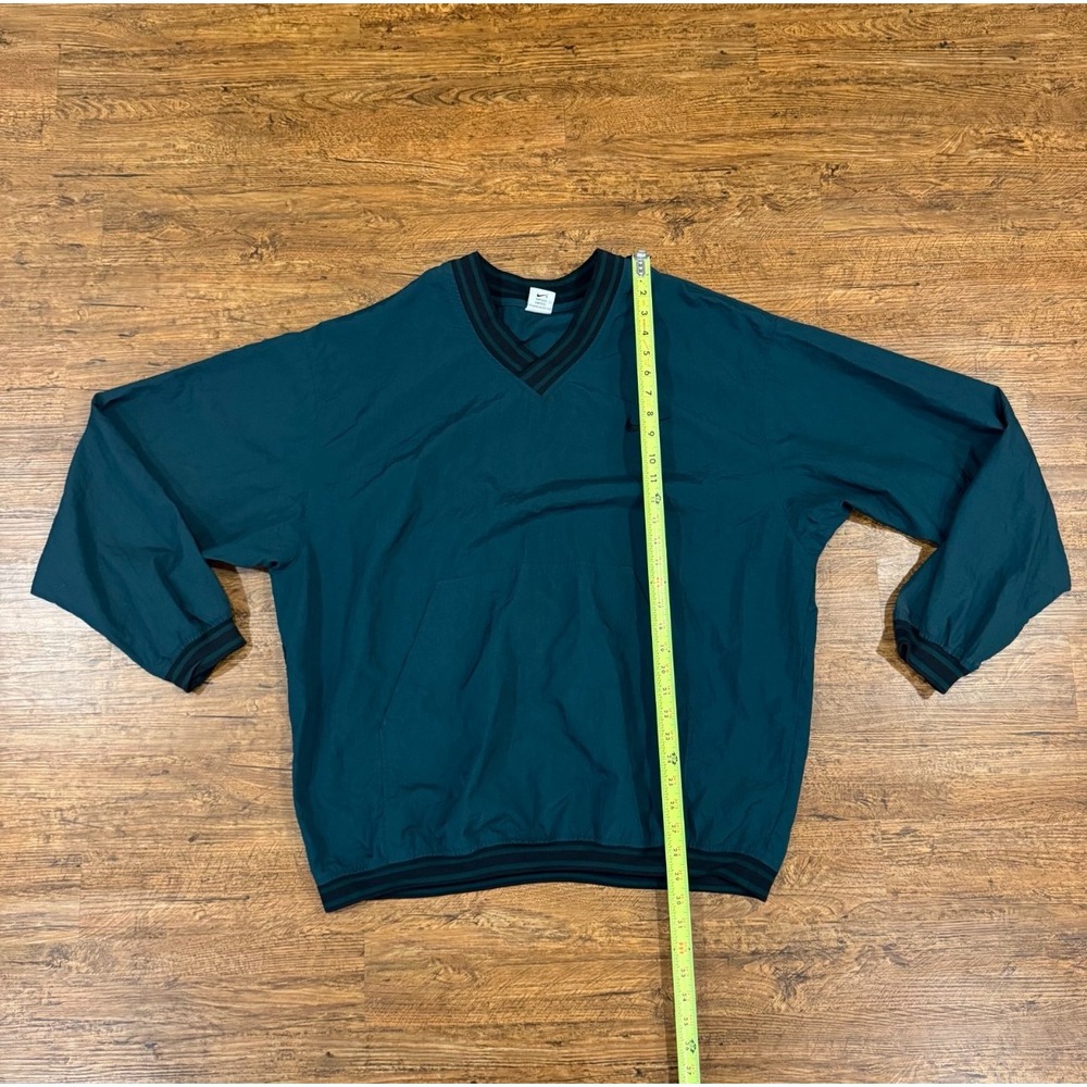 VTG Nike Green V Neck‎ Golf Casual Swoosh Pullover Windbreaker Sweatshirt Men XL - Picture 8 of 11
